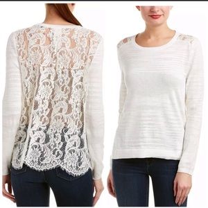 CAbi “Sophia” lace back sweater #5005